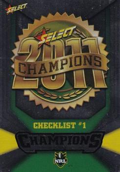 2011 NRL Champions - Silver Parallel #SP1 Checklist #1 Front